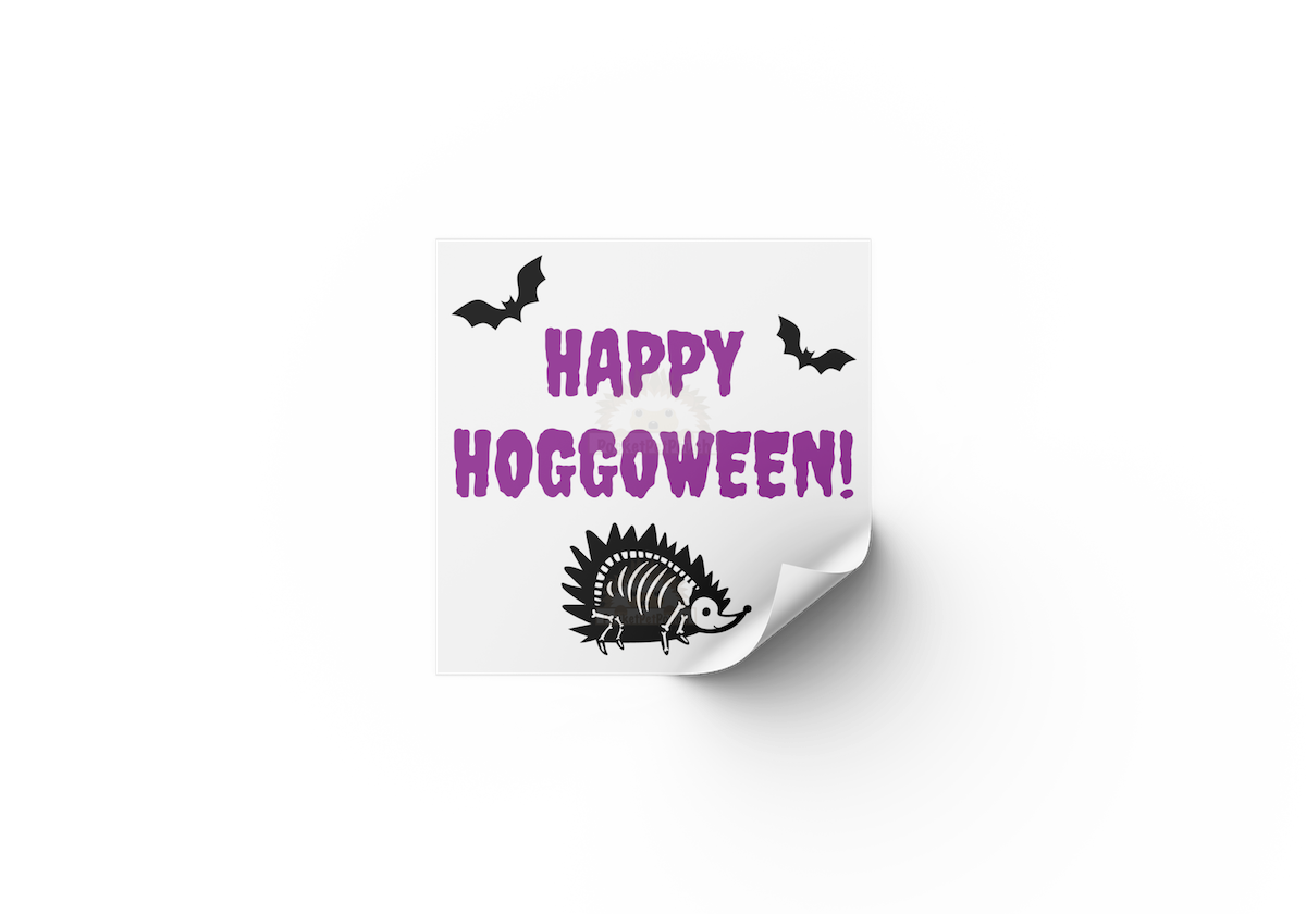 happy hoggoween hedgehog skeleton black sticker 