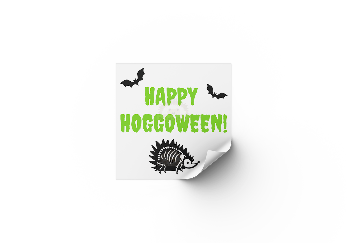 happy hoggoween hedgehog skeleton black sticker 
