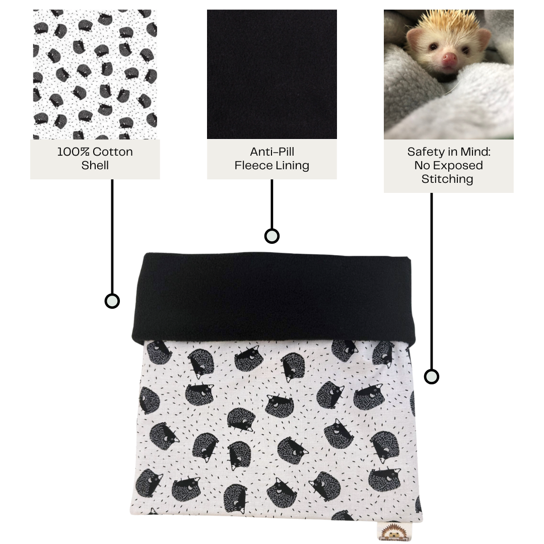 black hedgehogs cotton anti-pill pocket pet pouch for hedgehog small pet