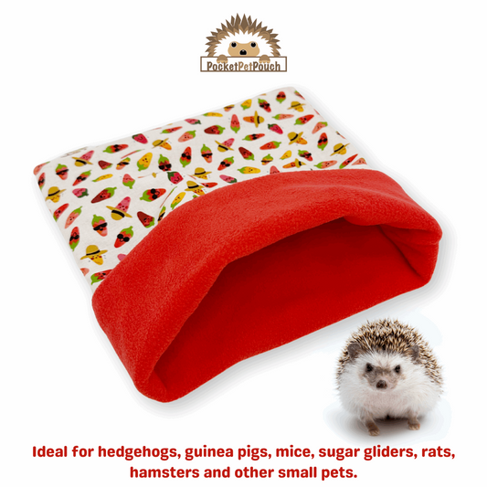 hedgehog snuggle sack pouch anti pill fleece bonding chili peppers