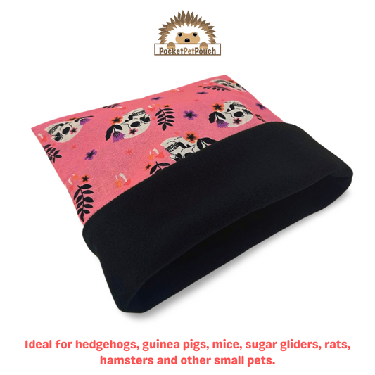 pink garden floral skulls hedgehog snuggle sack PocketPetPouch