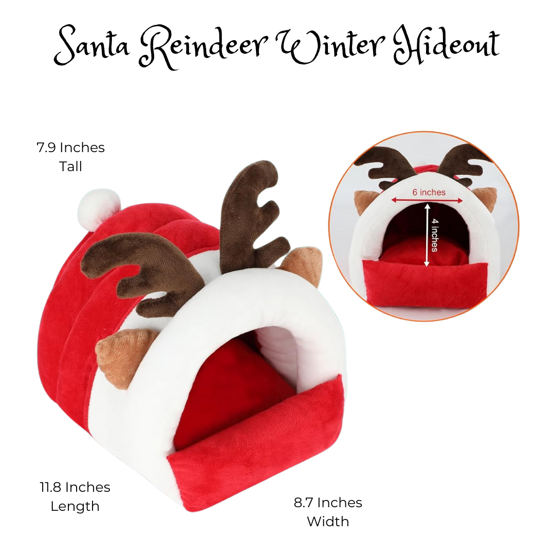 santa reindeer christmas plush hedgehog hideout for pets