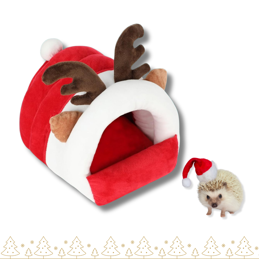 santa reindeer christmas plush hedgehog hideout for pets