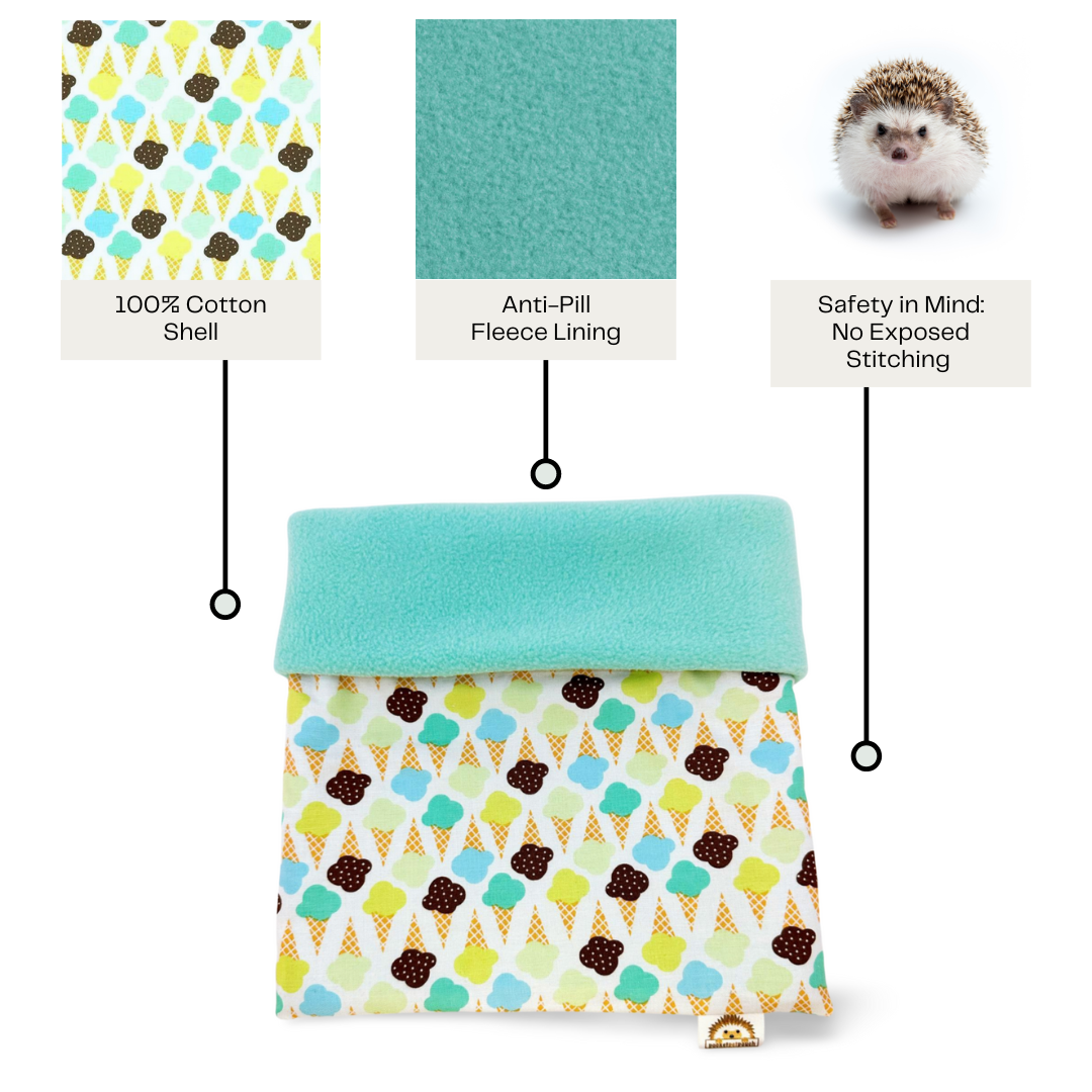 ice cream cones hedgehog snuggle anti pill fleece sack pocket pet pouch
