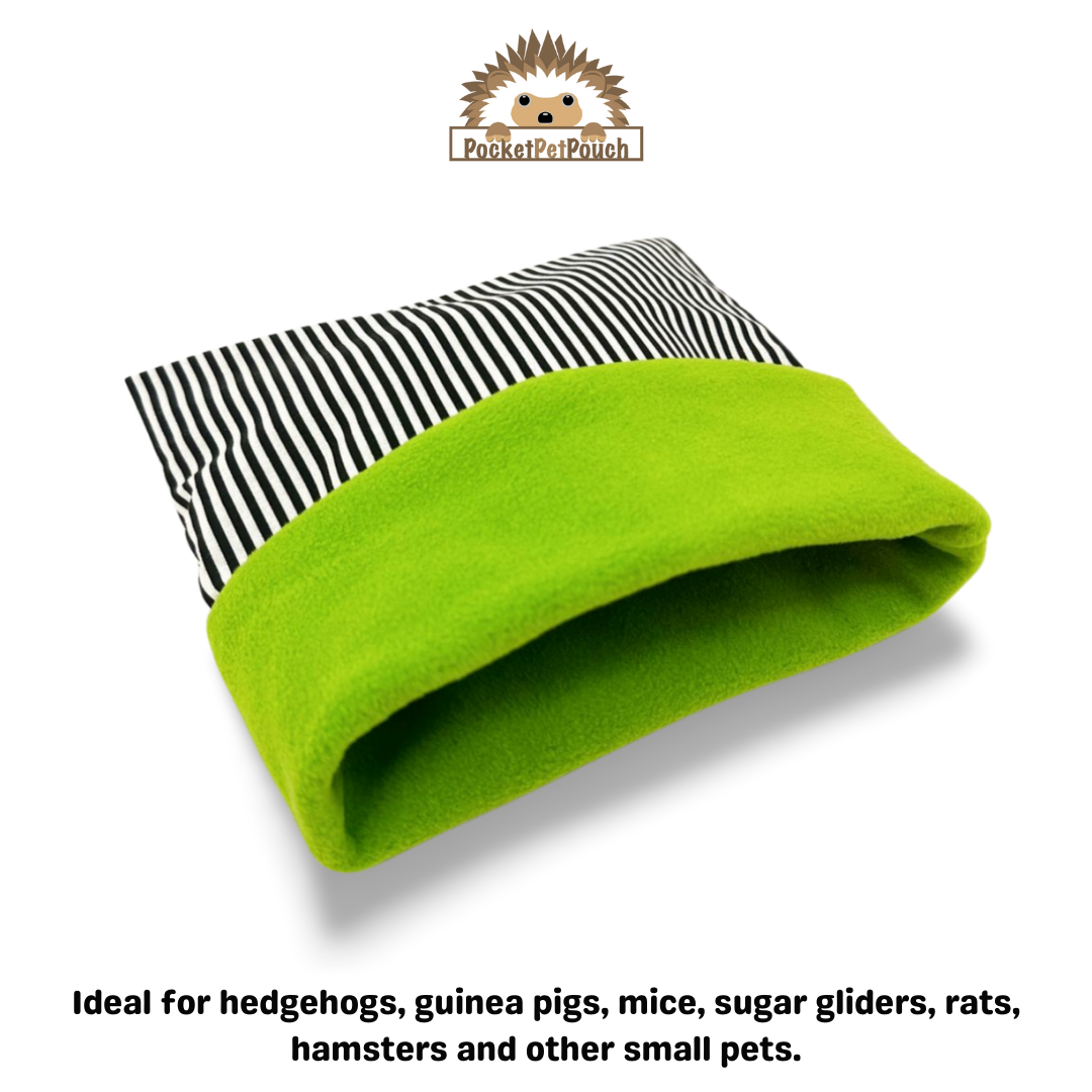 Customizable Black striped hedgehog snuggle sack pocket pet pouch anti pill fleece