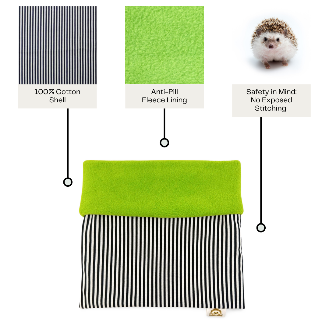 Customizable Black striped hedgehog snuggle sack pocket pet pouch anti pill fleece